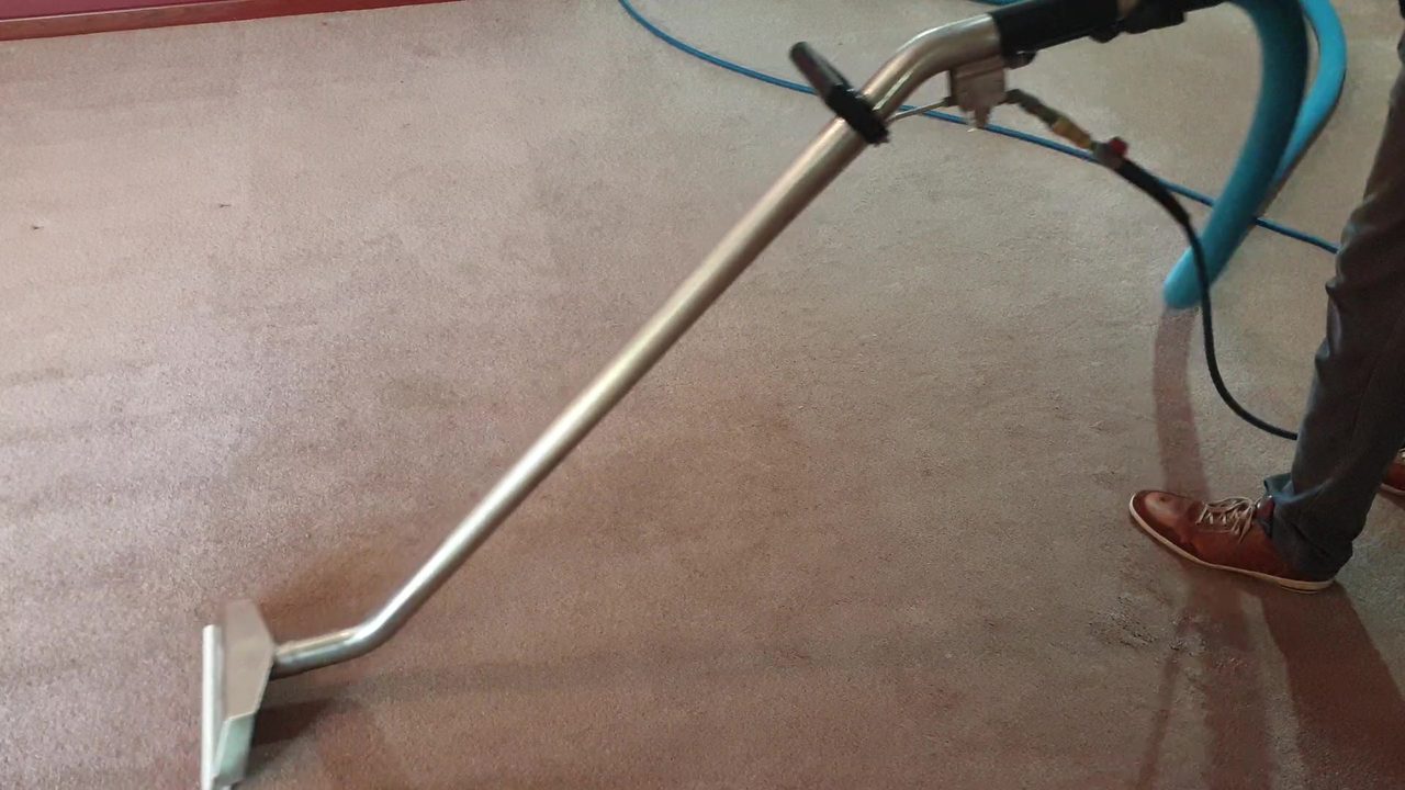Wand extraction drawing water out of commercial broadloom in Perth, removing far more moisture than fans and dehumidifiers can