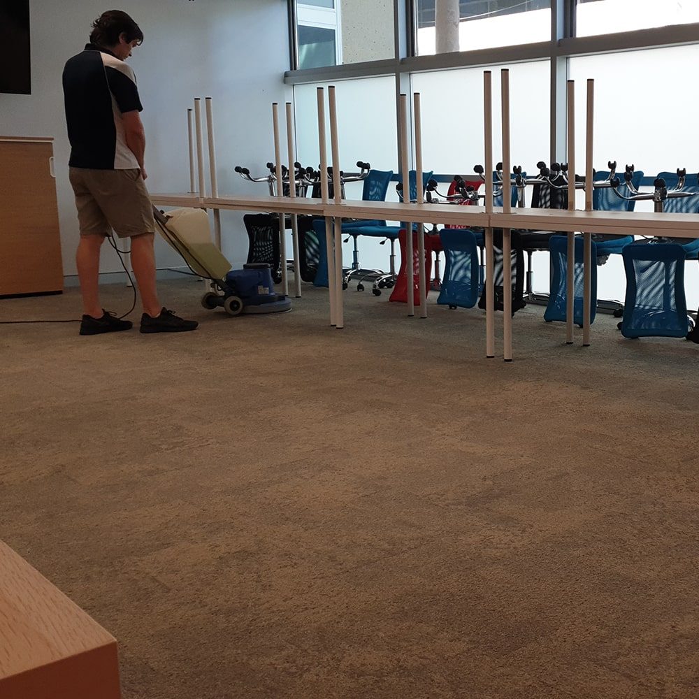School carpet cleaning in a Perth classroom, the carpet deep cleaned by our own technicians and dry before the room is needed.